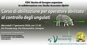 Corso di abilitazione per operatore abilitato al controllo degli ungulati – Seregno – 17 gennaio 2024