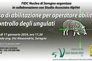 Corso di abilitazione per operatore abilitato al controllo degli ungulati – Seregno – 17 gennaio 2024