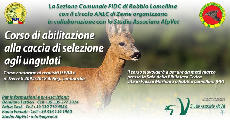 Corso abilitazione alla Caccia di Selezione agli Ungulati – 18 marzo 2024 – Robbio Lomellina (PV)